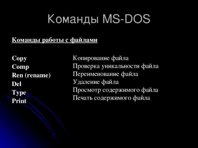 Введение в операционную систему ms-dos